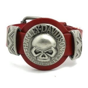 Harley Davidson red leather Bracelet