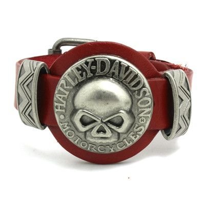 Harley Davidson red leather Bracelet