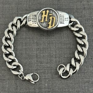 Harley Davidson carved golden logo Bracelet