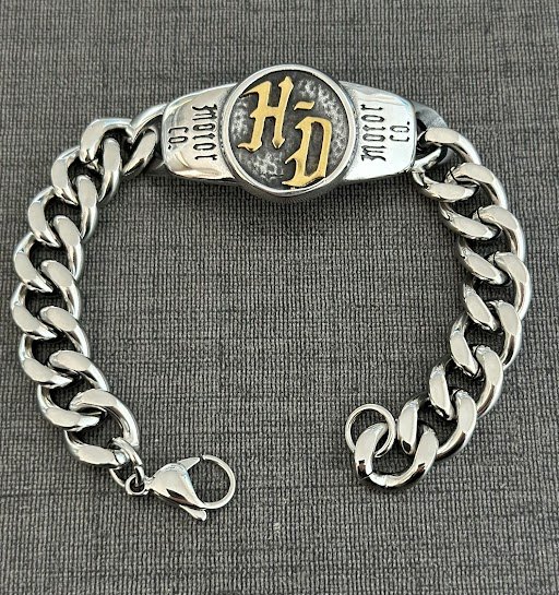Harley Davidson carved golden logo Bracelet