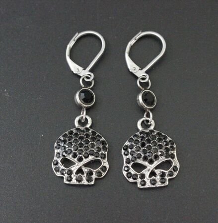 Original Neverbacks photograph of Skull Earrings