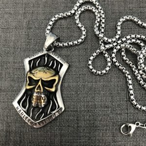 Harley Davidson golden carved skull Pendant
