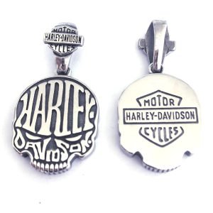Harley Davidson carved skull Pendant