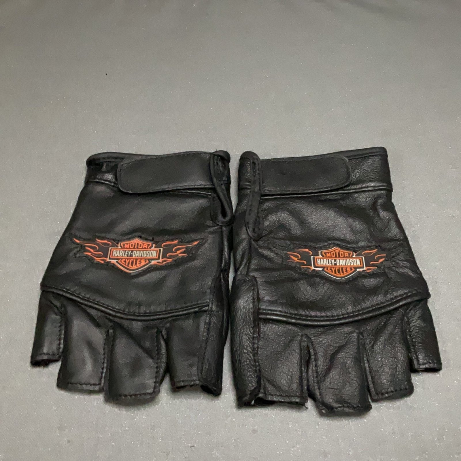 Harley Davidson black Leather fingerless gloves - Image 3