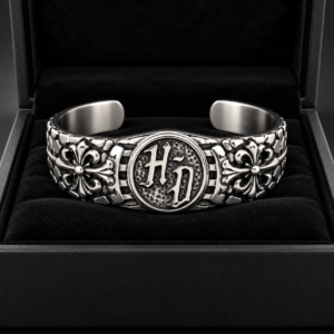 Monogram chain biker bracelet displayed in a box