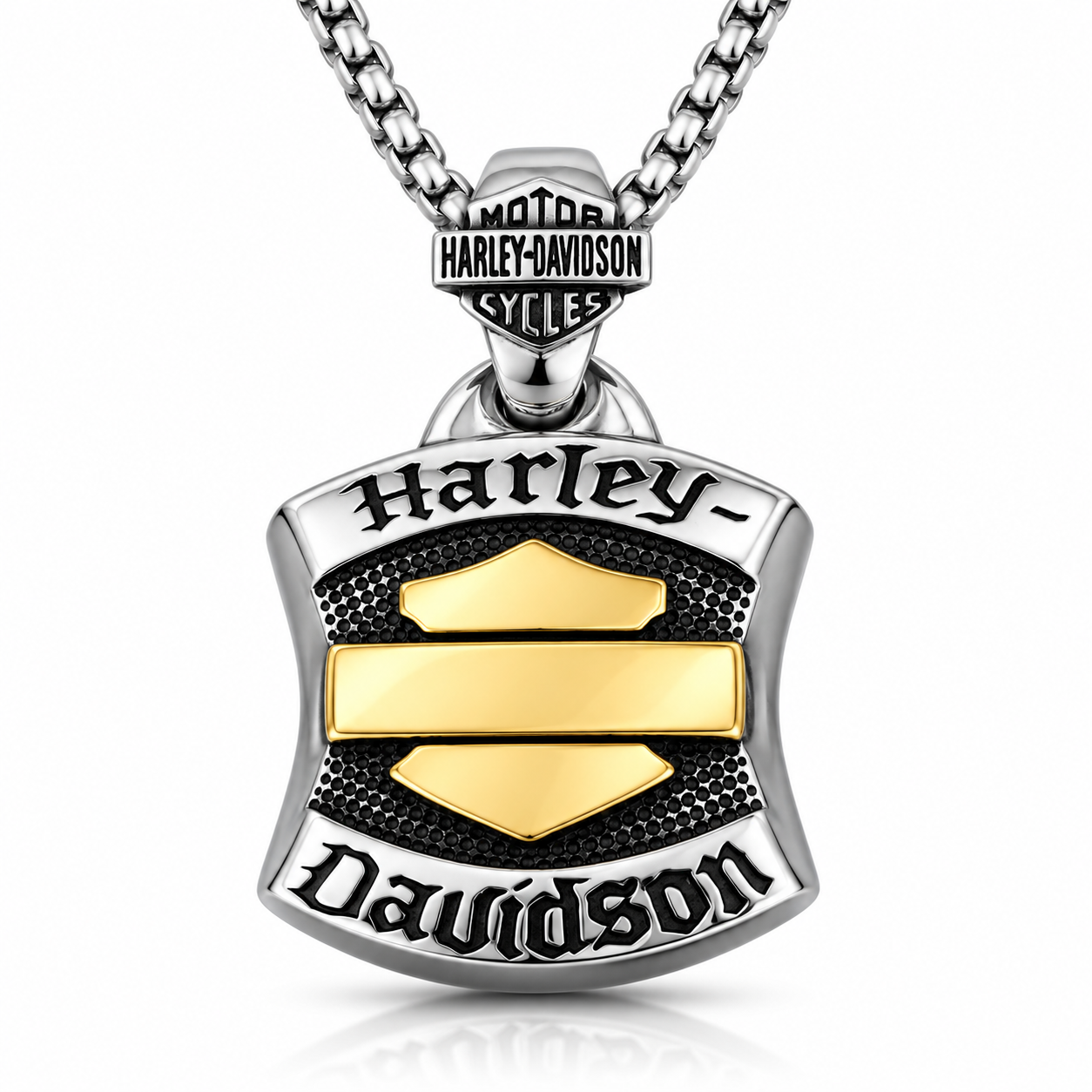 Skull Shield Pendant Back motorcycle rider inspired jewelry