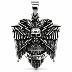 Winged Skull Biker Pendant motorcycle rider inspired jewelry
